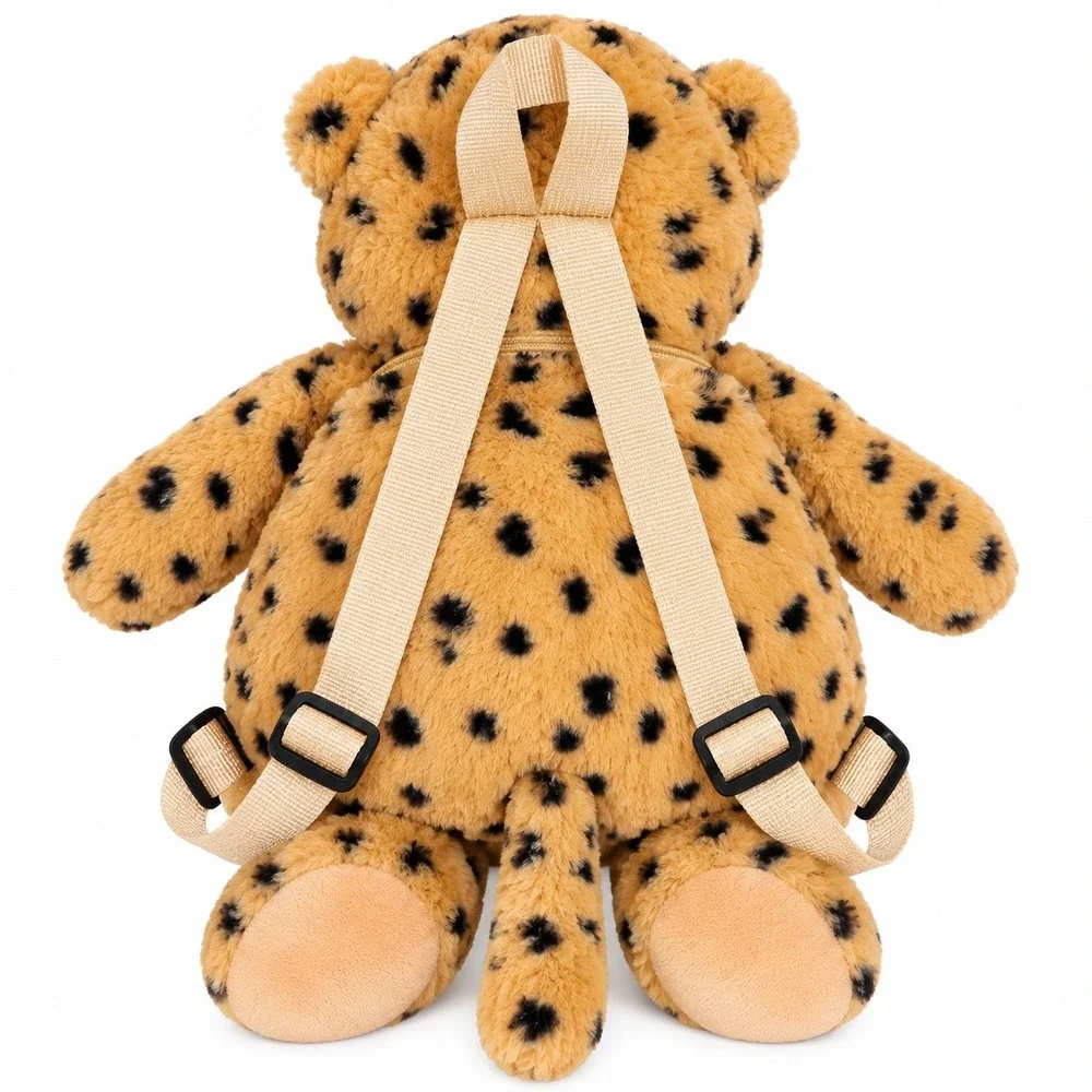 UNIPAK Plush Leopard Cheetah Backpack Y2K Animal Stuffed Toy Kawaii 15